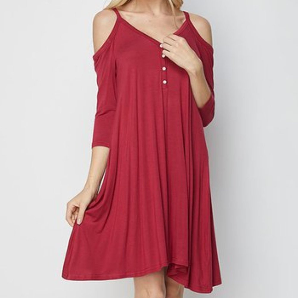 Fun, off the shoulder, wine red, dress